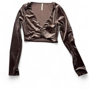 Brown Velvet Long Sleeve Top
